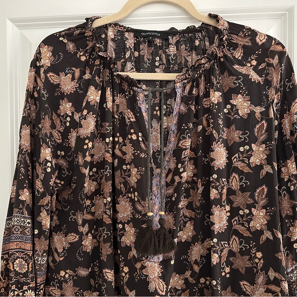 Floral Paisley Print Boho Peasant Blouse - Picture 9 of 17